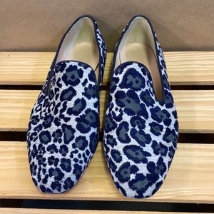 J. Crew Blue Cheetah Print Loafers